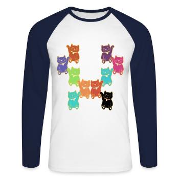 Cats Cat Different Different Colorful Kittens - Unisex Long Sleeve Baseball T-Shirt - white/navy - Front - Nik (191cm)
