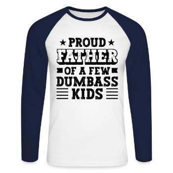 Papa Fun Geschenkidee Father Of A Few Dumbass Kids - Unisex Baseballshirt langarm - Weiß/Navy - Vorne - Nik (191cm)