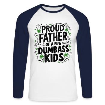 Papa Fun Geschenkidee Father Of A Few Dumbass Kids - Unisex Baseballshirt langarm - Weiß/Navy - Vorne - Nik (191cm)