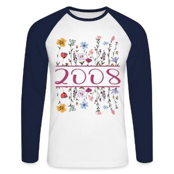 2008 Legendary Since 2008 Birthday 2008 Women - Unisex Long Sleeve Baseball T-Shirt - white/navy - Front - Nik (191cm)
