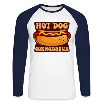 Hot Dog Adult Hot Dog Connoisseur - Unisex Baseballshirt langarm - Weiß/Navy - Vorne - Nik (191cm)