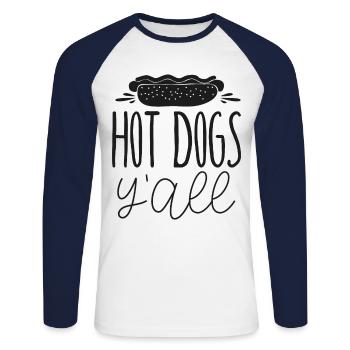 Hot Dog Adult Girl Hot Dogs Y'All - Unisex Baseballshirt langarm - Weiß/Navy - Vorne - Nik (191cm)
