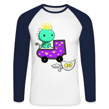 Bébé Dragon Dragon Grossesse Bébé Naissance - T-shirt baseball manches longues Homme - blanc/marine - Devant - Nik (191cm)