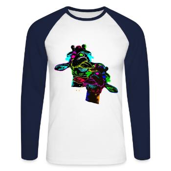 Girafe Safari Girafes Enfants Animaux du zoo d’été - T-shirt baseball manches longues Homme - blanc/marine - Devant - Nik (191cm)