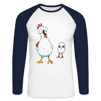 Chicken Hen Egg Eggs Chick Baby Poultry Chickens - Unisex Long Sleeve Baseball T-Shirt - white/navy - Front - Nik (191cm)
