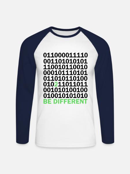 Be Different Binärcode Nerd Geschenk - Unisex Baseballshirt langarm - Weiß/Navy