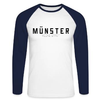 Münster Meine Stadt - Unisex Baseballshirt langarm - Weiß/Navy - Vorne - Nik (191cm)