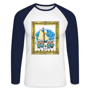Peanut Sailor Sailor Ship Ahoy Sea Boat - T-shirt baseball manches longues Homme - blanc/marine - Devant - Nik (191cm)