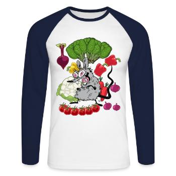 Vegetarian Rat Rodent Vegetables Cuisine Vegetarian - Unisex Long Sleeve Baseball T-Shirt - white/navy - Front - Nik (191cm)