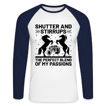 Horse Photography Horseback Riding Horses Hobby Ph - Unisex Long Sleeve Baseball T-Shirt - white/navy - Front - Nik (191cm)
