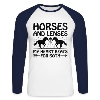 Horse Photography Horseback Riding Horses Hobby Ph - Unisex Long Sleeve Baseball T-Shirt - white/navy - Front - Nik (191cm)
