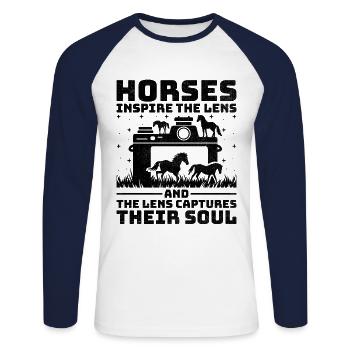 Horse Photography Horseback Riding Horses Hobby Ph - Unisex Long Sleeve Baseball T-Shirt - white/navy - Front - Nik (191cm)