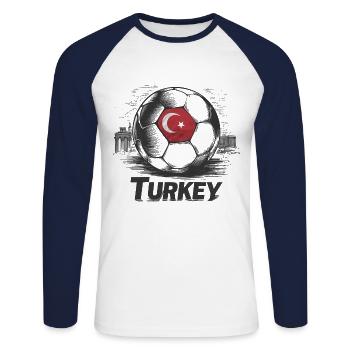 Turkey Gift Turkey Football Soccer Europe Turk - Unisex Long Sleeve Baseball T-Shirt - white/navy - Front - Nik (191cm)