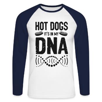 hot-dog hot-dogs adultes c’est dans mon - T-shirt baseball manches longues Homme - blanc/marine - Devant - Nik (191cm)