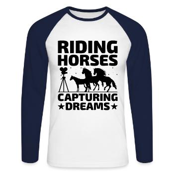 Pferdefotografie Reiten Pferde Hobby Ph - Unisex Baseballshirt langarm - Weiß/Navy - Vorne - Nik (191cm)