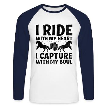 Horse Photography Horseback Riding Horses Hobby Ph - Unisex Long Sleeve Baseball T-Shirt - white/navy - Front - Nik (191cm)