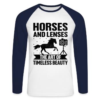 Horse Photography Horseback Riding Horses Hobby Ph - Unisex Long Sleeve Baseball T-Shirt - white/navy - Front - Nik (191cm)