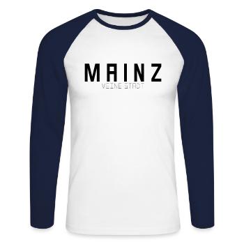 Mainz Meine Stadt - Unisex Baseballshirt langarm - Weiß/Navy - Vorne - Nik (191cm)
