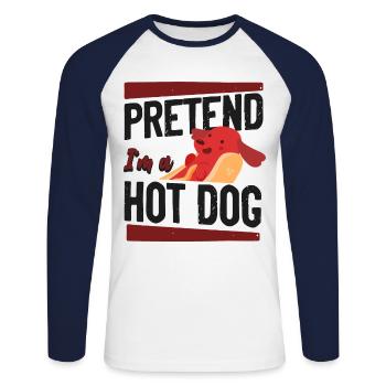 Hot Dog Adult Pretend I'm A Hot - Unisex Baseballshirt langarm - Weiß/Navy - Vorne - Nik (191cm)