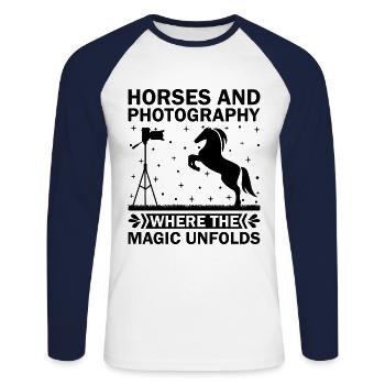 Horse Photography Horseback Riding Horses Hobby Ph - Unisex Long Sleeve Baseball T-Shirt - white/navy - Front - Nik (191cm)