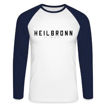 Heilbronn Meine Stadt - Unisex Baseballshirt langarm - Weiß/Navy - Vorne - Nik (191cm)