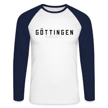 Göttingen Ma ville - T-shirt baseball manches longues Homme - blanc/marine - Devant - Nik (191cm)