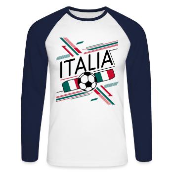 Maillot Italie 2024 Italie Italie Rome Turin Milan - T-shirt baseball manches longues Homme - blanc/marine - Devant - Nik (191cm)