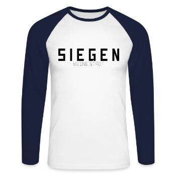 Siegen Meine Stadt - Unisex Baseballshirt langarm - Weiß/Navy - Vorne - Nik (191cm)