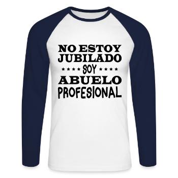 Je ne suis pas à la retraite, je suis un grand-père professionnel - T-shirt baseball manches longues Homme - blanc/marine - Devant - Nik (191cm)