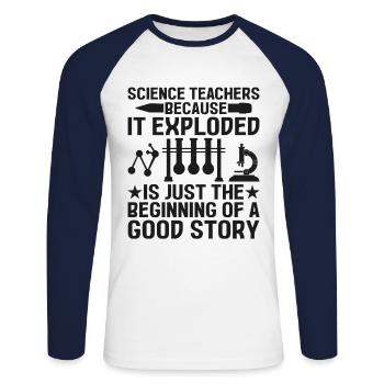 Professeur de sciences Professeur d’école Biologie Chimie P - T-shirt baseball manches longues Homme - blanc/marine - Devant - Nik (191cm)