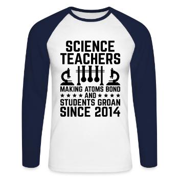 Professeur de sciences Professeur d’école Biologie Chimie P - T-shirt baseball manches longues Homme - blanc/marine - Devant - Nik (191cm)