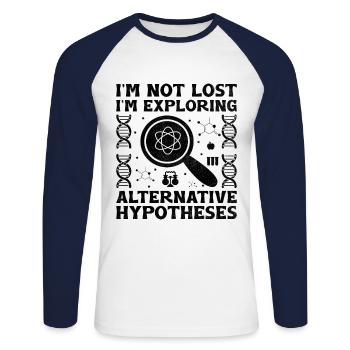 Professeur de sciences Professeur d’école Biologie Chimie P - T-shirt baseball manches longues Homme - blanc/marine - Devant - Nik (191cm)