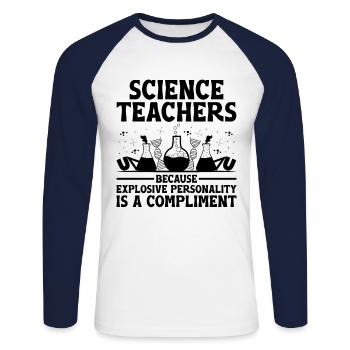 Professeur de sciences Professeur d’école Biologie Chimie P - T-shirt baseball manches longues Homme - blanc/marine - Devant - Nik (191cm)