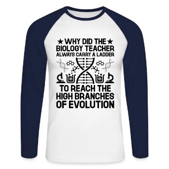 Naturwissenschaftliches Lehramt Lehramt Biologie Chemie P - Unisex Baseballshirt langarm - Weiß/Navy - Vorne - Nik (191cm)