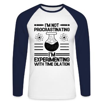 Professeur de sciences Professeur d’école Biologie Chimie P - T-shirt baseball manches longues Homme - blanc/marine - Devant - Nik (191cm)