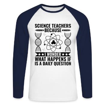 Professeur de sciences Professeur d’école Biologie Chimie P - T-shirt baseball manches longues Homme - blanc/marine - Devant - Nik (191cm)