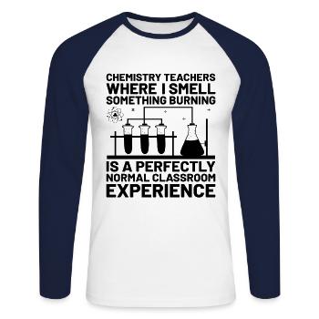 Professeur de sciences Professeur d’école Biologie Chimie P - T-shirt baseball manches longues Homme - blanc/marine - Devant - Nik (191cm)