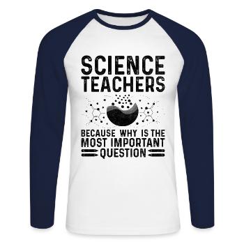 Professeur de sciences Professeur d’école Biologie Chimie P - T-shirt baseball manches longues Homme - blanc/marine - Devant - Nik (191cm)