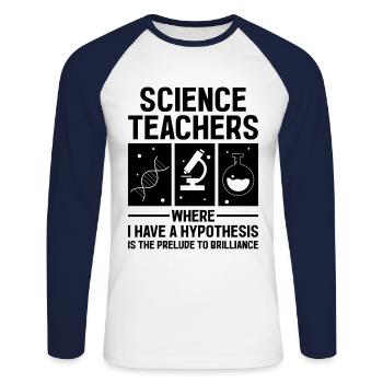 Professeur de sciences Professeur d’école Biologie Chimie P - T-shirt baseball manches longues Homme - blanc/marine - Devant - Nik (191cm)