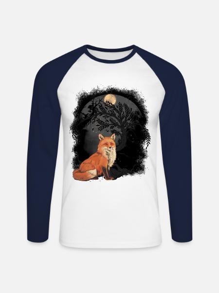 Mystic Fox Foxes - Unisex Long Sleeve Baseball T-Shirt - white/navy