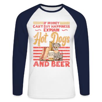Hot Dog Adult Bière Vintage Si - T-shirt baseball manches longues Homme - blanc/marine - Devant - Nik (191cm)