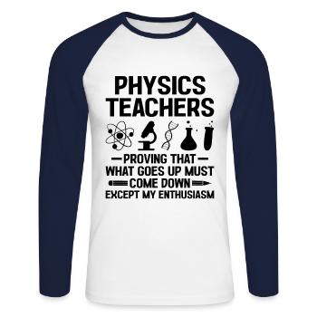 Professeur de sciences Professeur d’école Biologie Chimie P - T-shirt baseball manches longues Homme - blanc/marine - Devant - Nik (191cm)