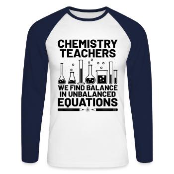 Naturwissenschaftliches Lehramt Lehramt Biologie Chemie P - Unisex Baseballshirt langarm - Weiß/Navy - Vorne - Nik (191cm)