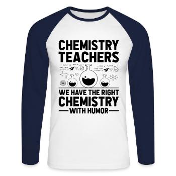 Naturwissenschaftliches Lehramt Lehramt Biologie Chemie P - Unisex Baseballshirt langarm - Weiß/Navy - Vorne - Nik (191cm)