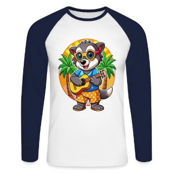 Lunettes de soleil drôle blaireau dessin animé plage d’été - T-shirt baseball manches longues Homme - blanc/marine - Devant - Nik (191cm)
