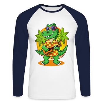 Lunettes de soleil de plage d’été de dessin animé crocodile drôle - T-shirt baseball manches longues Homme - blanc/marine - Devant - Nik (191cm)