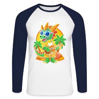 Lunettes de soleil de plage d’été de dessin animé de dragon drôle - T-shirt baseball manches longues Homme - blanc/marine - Devant - Nik (191cm)