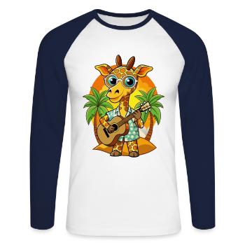 Lunettes de soleil de plage d’été de dessin animé girafe drôle - T-shirt baseball manches longues Homme - blanc/marine - Devant - Nik (191cm)