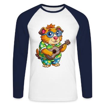 Drôle Cochon D’Inde Dessin Animé Lunettes De Soleil Plage D’été - T-shirt baseball manches longues Homme - blanc/marine - Devant - Nik (191cm)