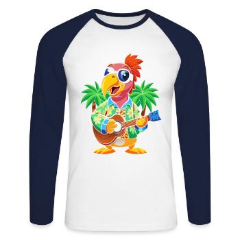 Lunettes de soleil de plage d’été de dessin animé de perroquet drôle - T-shirt baseball manches longues Homme - blanc/marine - Devant - Nik (191cm)
